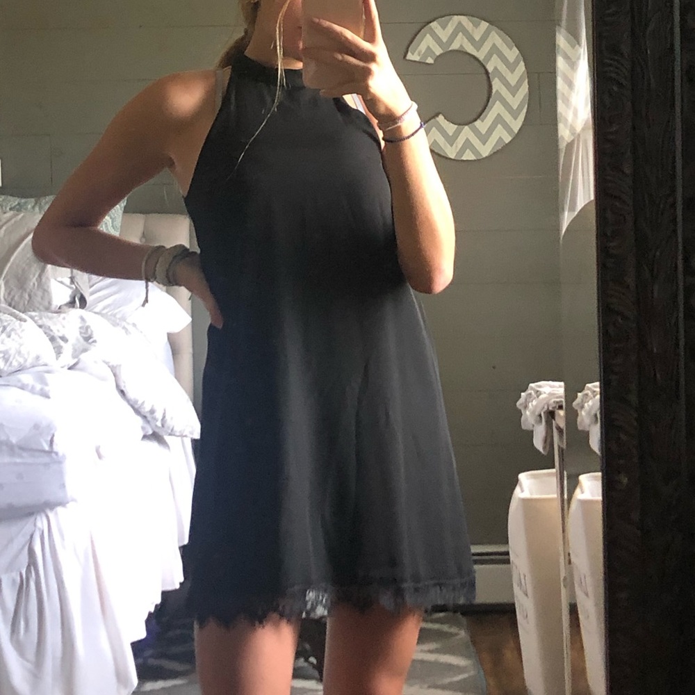 Lulus Black High Neck Mini Dress: Medium